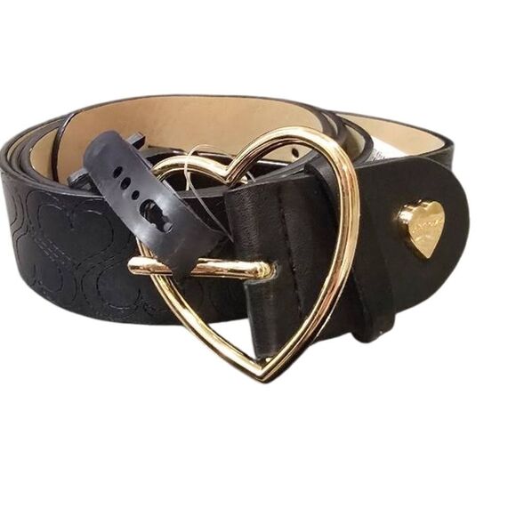 Betsey Johnson Heart Embossed  Belt & Buckle